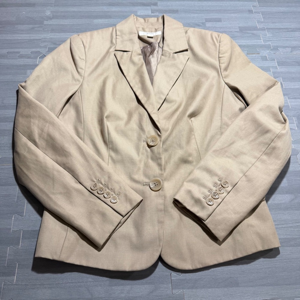 Merona Tan Beige Two Button Blazer Jacket Career Office Professional